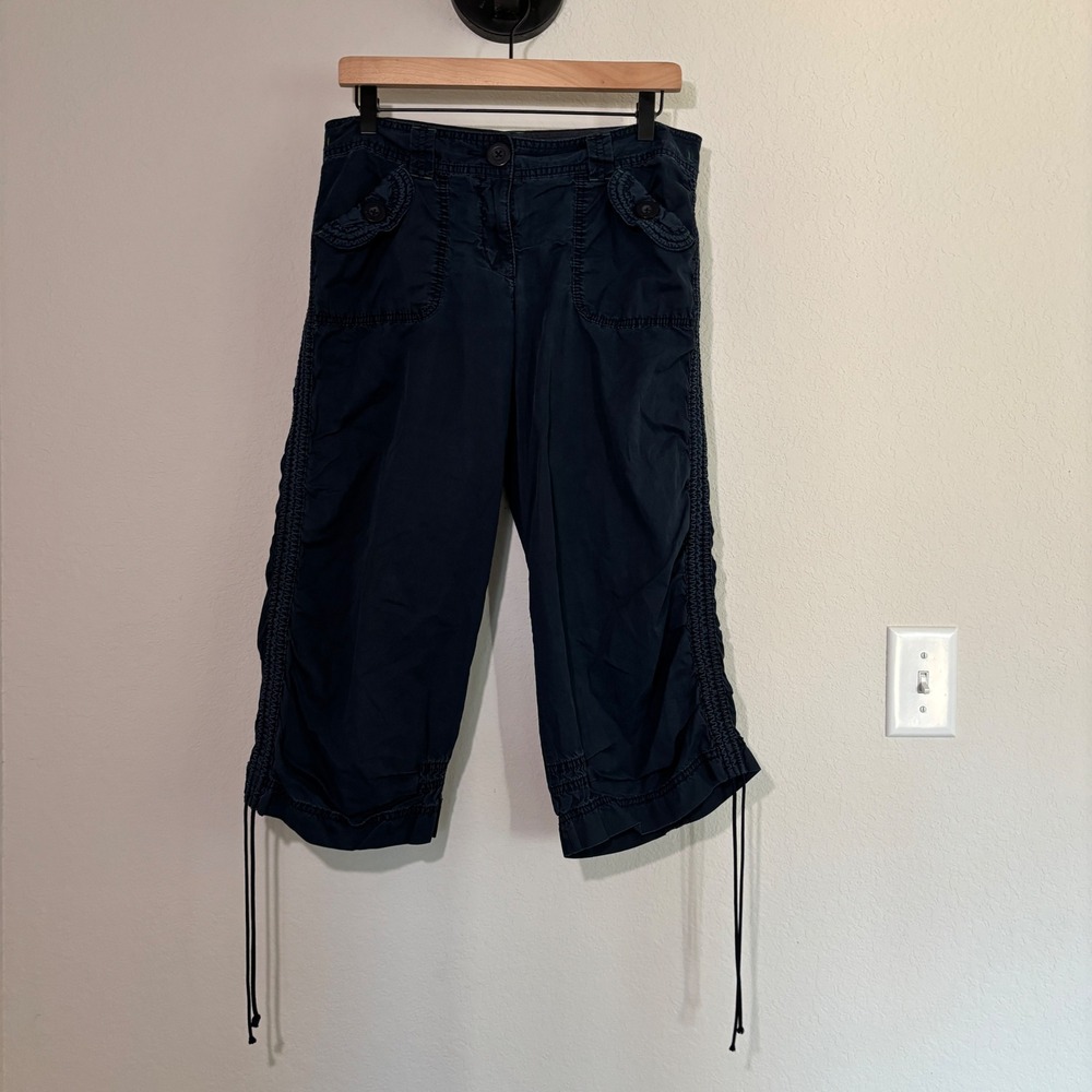 Hei Hei Cargo Pants 10 Cotton Navy Smocked Drawstring Gorpcore Y2K Utility